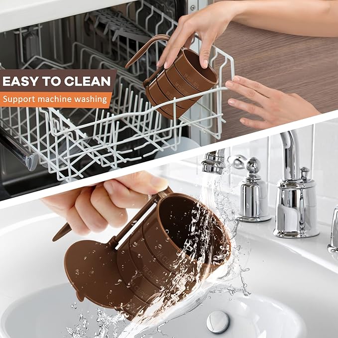 Pet Food Scoop, Dog Food Cups, Plastic Food Scoop with Measuring Lines, (Includes 1 C, 3/4 C, 1/2 C, 1/4 C), Pet Food Measuring Cups for Dog, Cat or Bird Food, Injection Molded and Dishwasher Safe