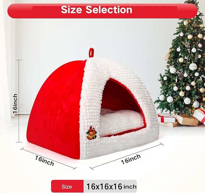 Cat Cave Bed for Indoor Cats, Warm Cat Beds/Dog Beds for Small Dogs Cat Tent Bed for Puppy Kitten with Removable Cushion