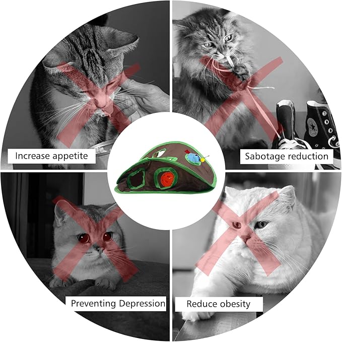 Cat Toys, Interactive 9 Holes Mice Mole, Cat Kitten Toys for Indoor Cats Kitty with Collapsible Cat Play Tunnel, Ultra Fun Teaser Toy for Indoor Cats