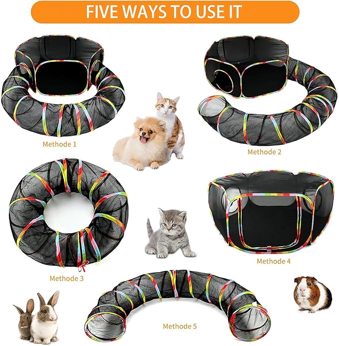 Cat Tunnels for Indoor Cats, Cat Tubes and Tunnels, Catio Outdoor Cat Enclosure, Portable Cat Tents for Outside, Kitten playpen, Small Animal Playpen
