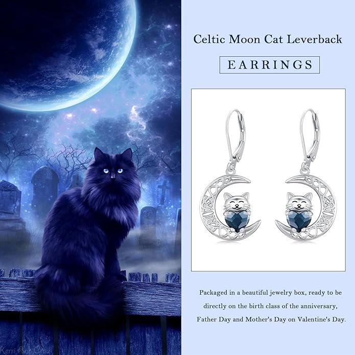 925 Sterling Silver Cat Earrings Cute Animal Kitten Stud Earrings cat Jewelry Gifts for Women Girls Hypoallergenic Earrings for Sensitive Ears