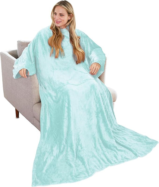 Solaris Wearable Blanket with Sleeves for Adults, Softness Comfort Warmth Fleece Gift for Women Men, Snuggy Body Throw TV Blanket for Home Office Lounge, Gift for Your Lover