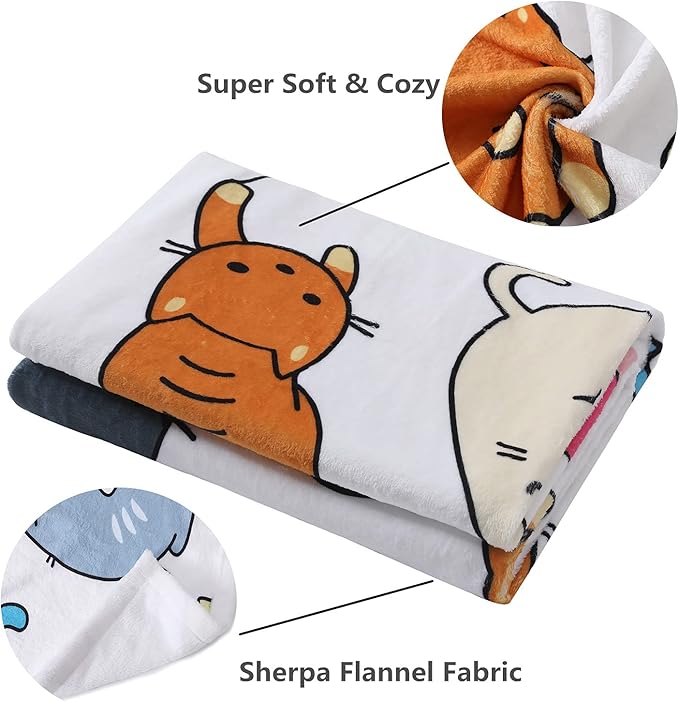 Sviuse Cat Blanket Cat Gifts for Cat Lovers Soft Flannel White Cats Pattern Throw for Girls Women Kids (50" X 60", Cat 6)