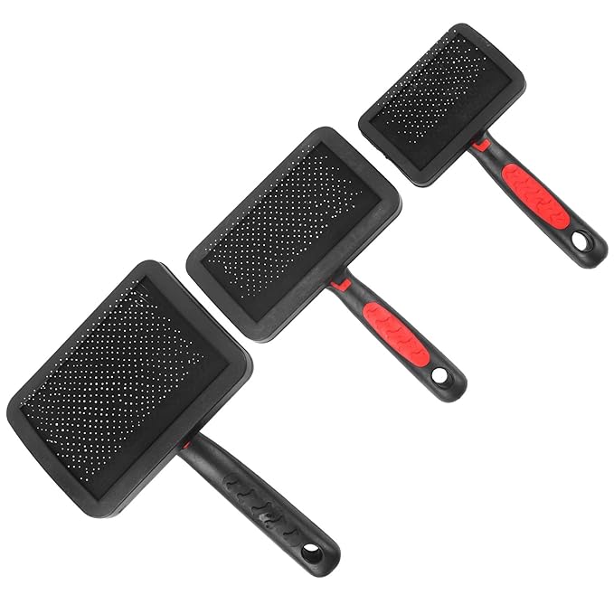 3 Pcs Cat Slicker Brush, Portable Cat Dog Slicker Brush Pet Cat Grooming Brush Massage Comb Set Accessory Easy to Use for Long Short Haired Dogs Cats