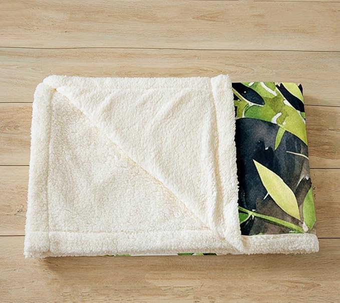 Panda Sherpa Blanket Cute Panda Bear Fleece Throw Blanket for Sofa Couch Bed Wild Animal Pattern Plush Blanket Cartoon Giant Panda Design Fuzzy Blanket Bedroom Decor Queen 90x90 Inch