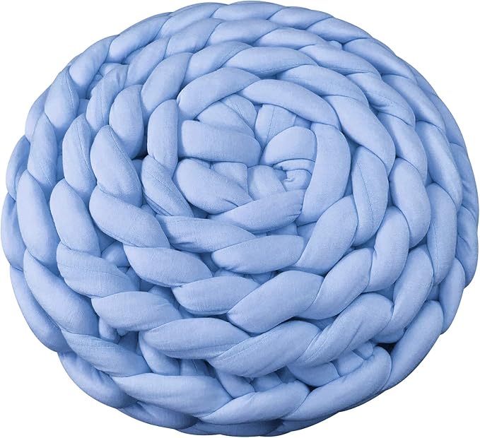 Lucky Monet Cat Basket Bed Cotton Knitted Round Pet Beds for Cats Cute Boho Cat Pet Bed Warm Woven Cat Nest for Puppy Kitten Cats Dogs (19.7", Blue)
