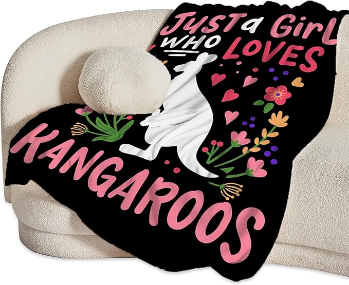 Just A Girl Ultra Soft Cozy Kangaroos Throw Blanket - Fleece Fuzzy Plush Bedding - Gifts for Women, Girls, Kids & Adults - 60"x50"