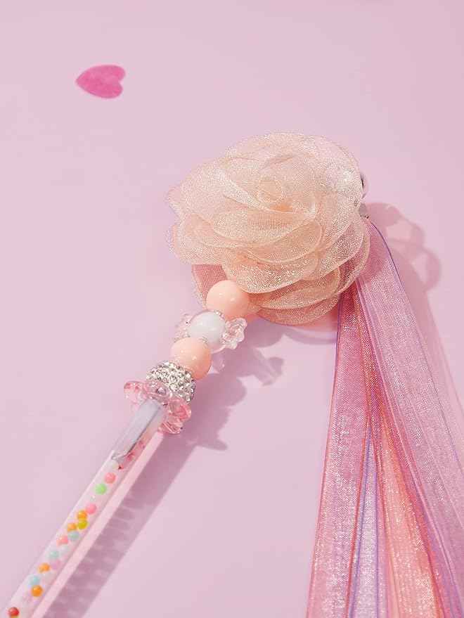 QWINEE Tassel Bell Cat Teaser Wand Interactive Cat Toy Cat Wand Teaser Toys for Indoor Cats Kitty Kitten Dusty Pink One-Size