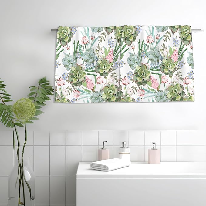 Succulent Herbs Bath Hand Towels for Bathroom Decorative,Flowers Soft Absorbent Hand Towels for Kitchen Home Gym Beach 16"x24"