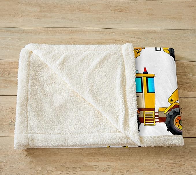 Boys Excavator Car Fleece Blanket for Bed Sofa Couch Kids Cartoon Construction Truck Sherpa Throw Blanket Son Machinery Vehicles Print Plush Blanket Soft Lightweight Fuzzy BlanketBaby 30"x40"