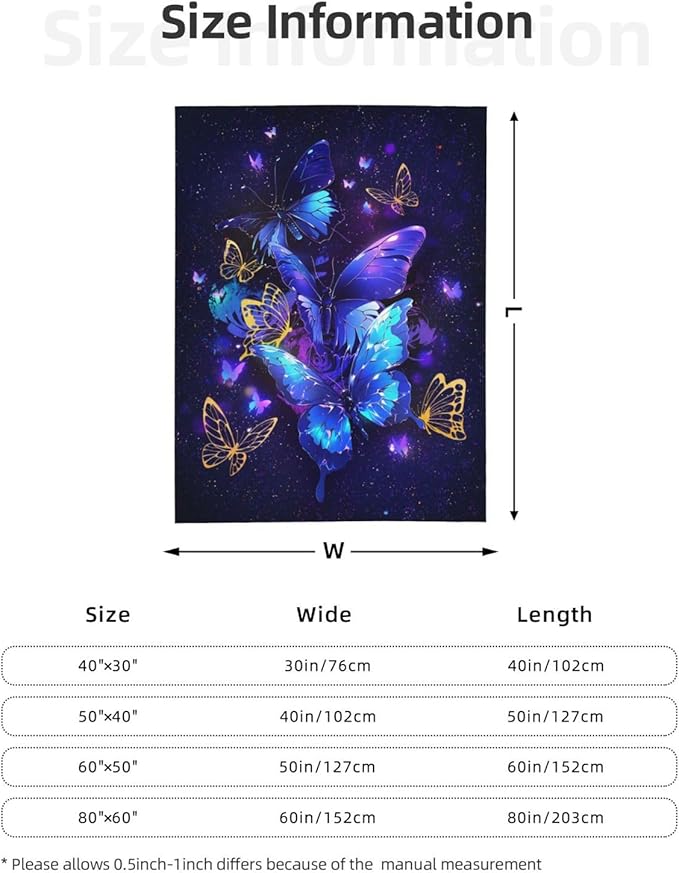 Butterfly Blanket Throw Blanket for Bed Soft Cozy Fluffy Couch Blankets Fleece Blanket Throw Gifts for Women Men Girls Boys 60"x50"