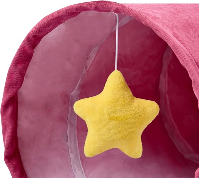 Cat Tunnel,Cat Tunnels for Indoor Cats Collapsible Large Cat Tunnel Cute Cat Tunnel Toy for Cat,Kitten,Puppy,Rabbit,Pink