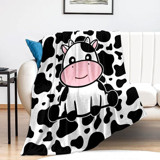 Cute Cow Blanket Soft Cozy Flannel Cow Throw Blankets Kids Adults for Bedding Bedroom Living Rooms Sofa Full Season Gifts 80"x60"