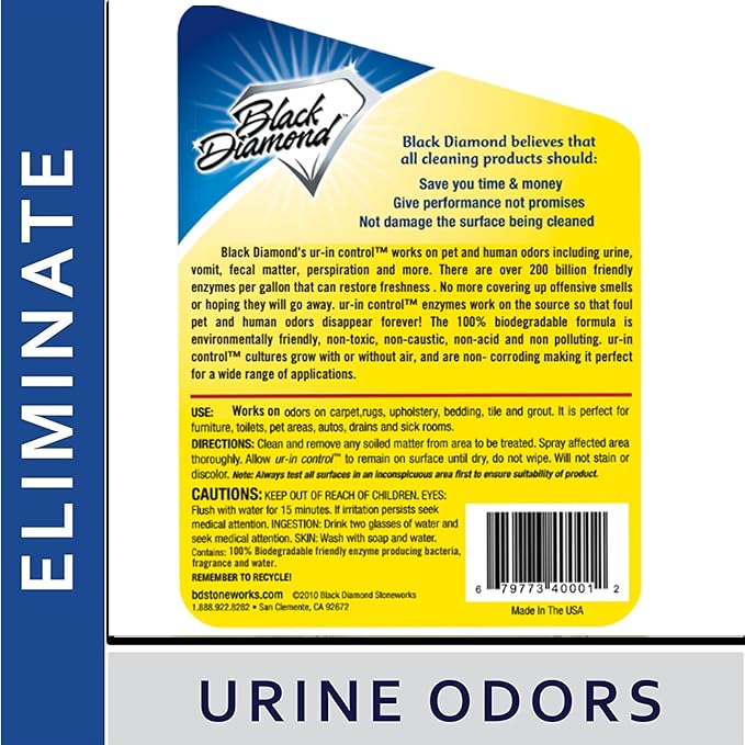 Black Diamond Stoneworks Eliminates Urine Odors – Controls Cat, Dog, Pet & Human Smells from Carpet, Furniture, Mattresses, Grout and Pet Bedding & Concrete. Biodegradable Enzymes 32 Oz. Spray