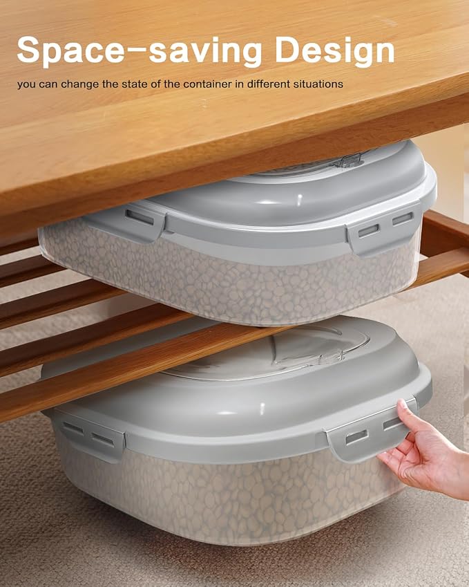 ANVS Dog Food Storage Container - Collapsible Dog Food Container with Airtight Lids, Scoop and 2.5L Small Pet Food Storage Container Dry Food For Dog, Cat and Other Pet Food (Transparent, 30 lbs)