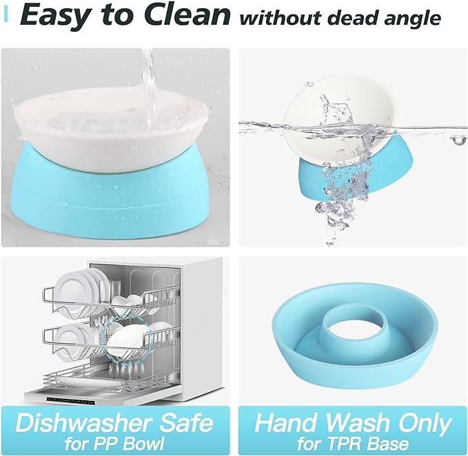 2Pcs Cat Bowls Elevated Cat Food Bowl Adjustable Cat Dish Anti-Slip and Anti-Noise Raised Cat Bowl Protecting Pet’s Spine Thickened Plastic Bowl Suitable for Indoor Cats, 17 Oz