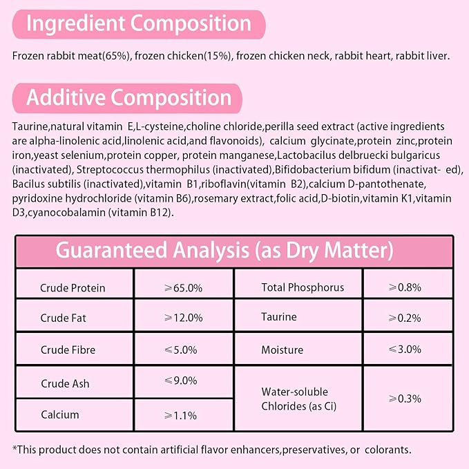 Bintangor Freeze Dried Cat Treats; Dry Cat Food Premium, Healthy, High Protein Instinct Cat Food- Rabbit Flavor, 185g Bag