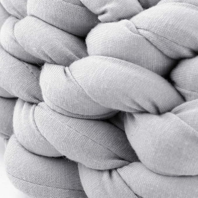 Lucky Monet Cat Basket Bed Cotton Knitted Round Pet Beds for Cats Cute Boho Cat Pet Bed Warm Woven Cat Nest for Puppy Kitten Cats Dogs (19.7", Light Gray)