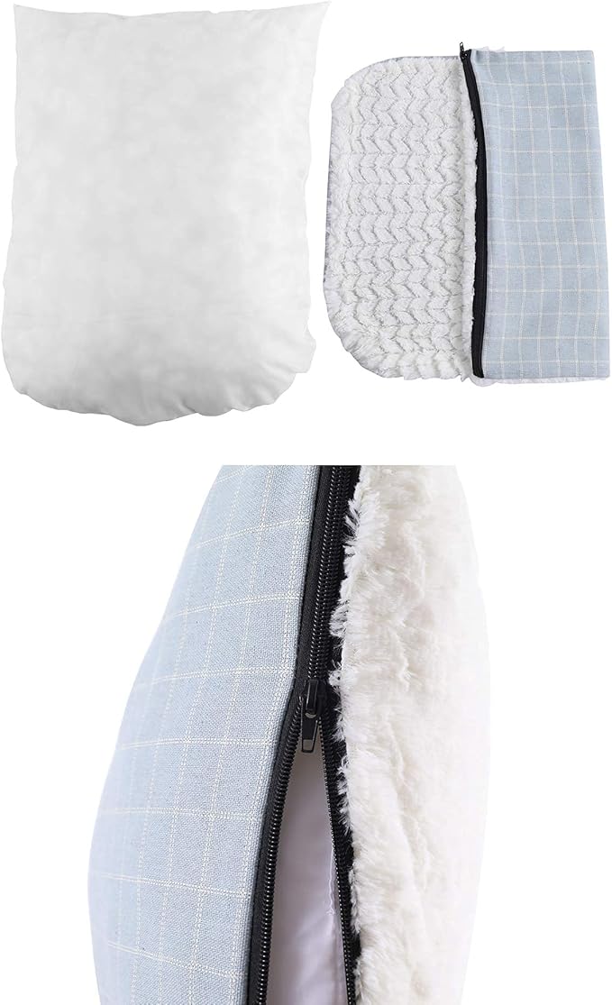 Cat Bed for Indoor Cats,Medium Large Cats Cave Bed,Machine Washable Slip Resistant Bottom,Ultra Soft Plush Cushion (Blue White Cave)