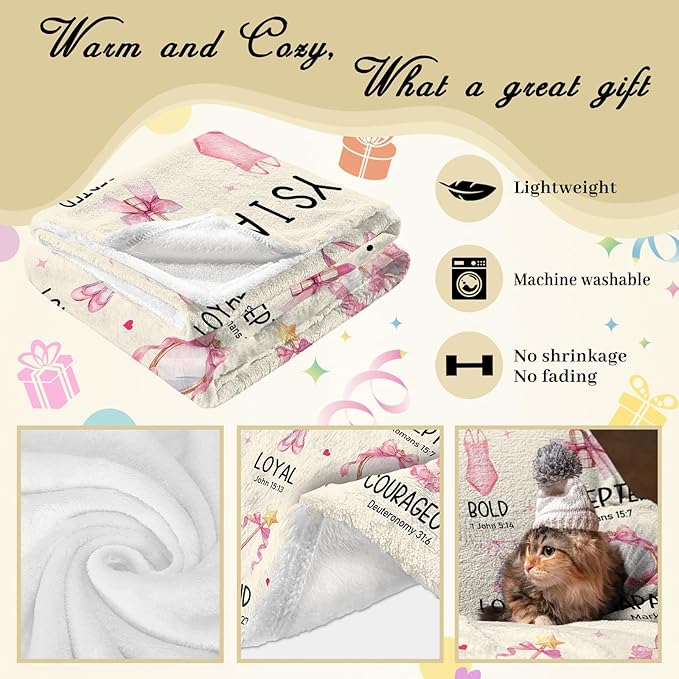 CIUGOIG Christian Gifts for Girls/Women, God Says I Am Dancer Blanket 50"x60", Inspirational Religious Birthday Gifts for Dancer Bible Verse Blanket, Ballet Dance Gifts, Christian Dance Gifts