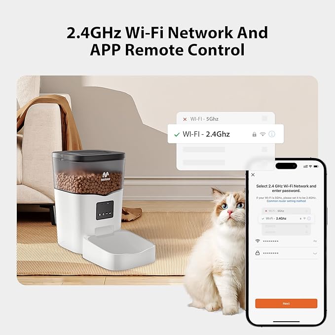 Automatic Cat Feeder WiFi: Automatic Cat Food Dispenser with App Remote Control Timed Feeding of Dry Food 10s Voice Recorder Programmable Pet Feeder for Cat & Small Dog Up to10 Meals