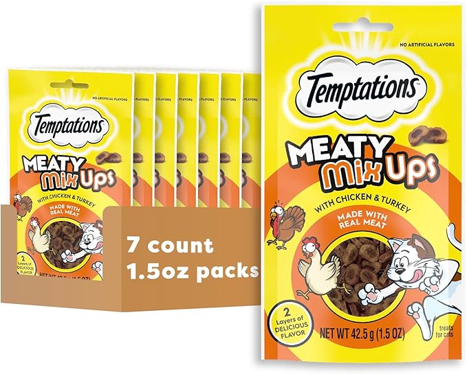 Temptations Meaty MixUps with Chicken & Turkey Savory Cat Treats, 1.5 Oz (Pack of 7)