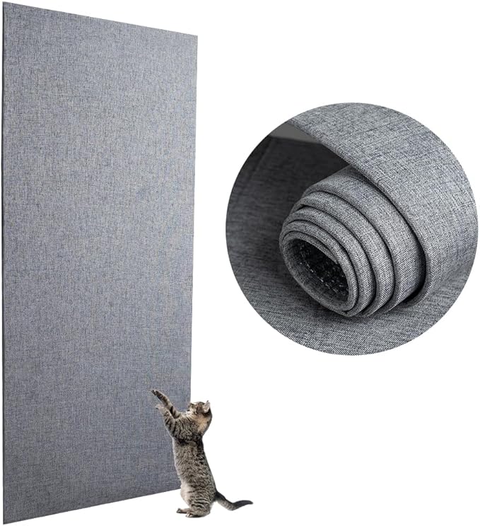 Extra Large 110"x 12.6" cat Wall Scratcher, Thickened Cat Wall Climbing Carpet, Trimmable Self-Adhesive Carpet for Replacement Pads, Covering Posts, and Furniture Protection (Gray, 1PACK)