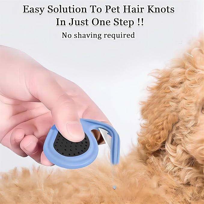 4PCS Knotting and De-Knotting Combs for Pet Grooming - For Dogs and Cats, Removes Tangled Hair (Includes Orange Comb with Dog Bath Brush)