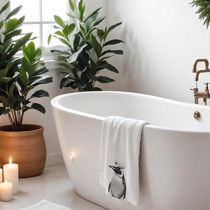 Penguin Hand Towels for Bathroom, Penguins Bathroom Hand Towels, Penguin Bathroom Decor, Funny Hand Towels, Penguin Gifts for Women Penguin Lovers, 16x24 Inch