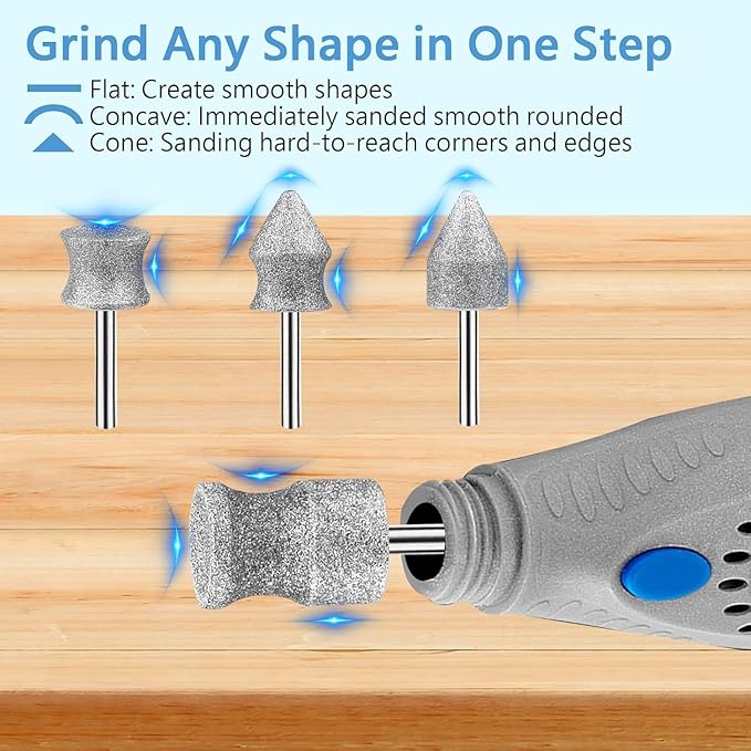 RIUORKIE Diamond Rotary Nail Grinder Bits for Dog, 1/8" Diamond Dog Nail Grinder Attachment Attachment for Dremel Grinder Replacement Heads Pets Nail Care Clippers for Medium Large Dogs.