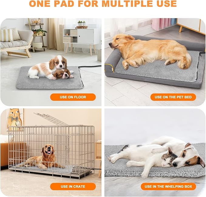 Heated Cat Bed, 11 Adjustable Temperature Pet Heating Pad Indoor for Dogs Cats Heating Mat with Timer, Auto Power Off, Electric Pet Heating Pad for Cat House (Grey, XL(47"x28"))