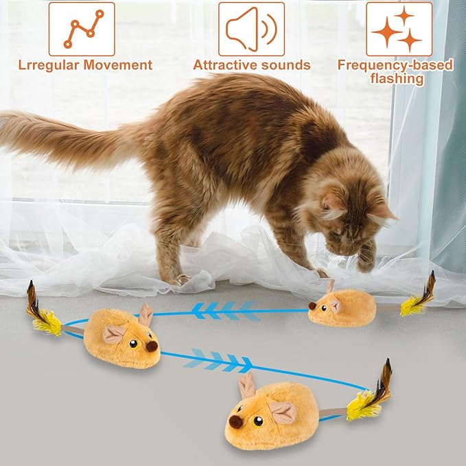 Interactive Cat Toys for Indoor Cats,Remote Control Mouse,Remote Control Cat Toy,Remote Control Mouse Cat Toy,Cat Mouse Toy,Mouse Toys for Cats,Moving Mouse Cat Toy,Motorized Mouse Cat Toy(Yellow)