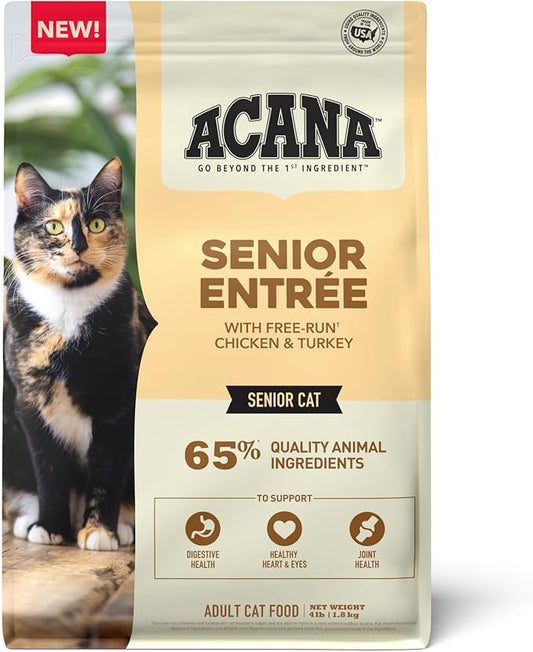 ACANA Senior Entree Dry Cat Food for Senior Cats (7+ Years), Free Run Chicken and Turkey Recipe, 4lb