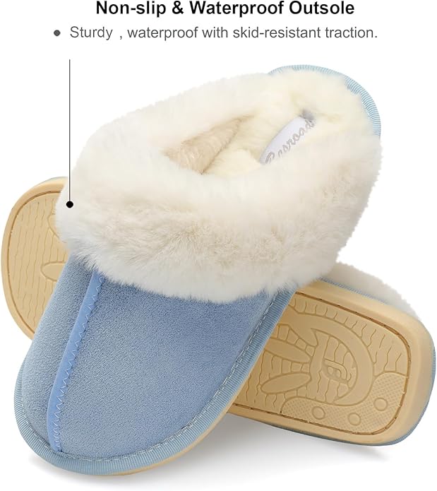 Besroad Winter Fuzzy House Slippers Sandals Plush Faux Fur Fluffy Flats Slippers Warm Slide Shoes for Women