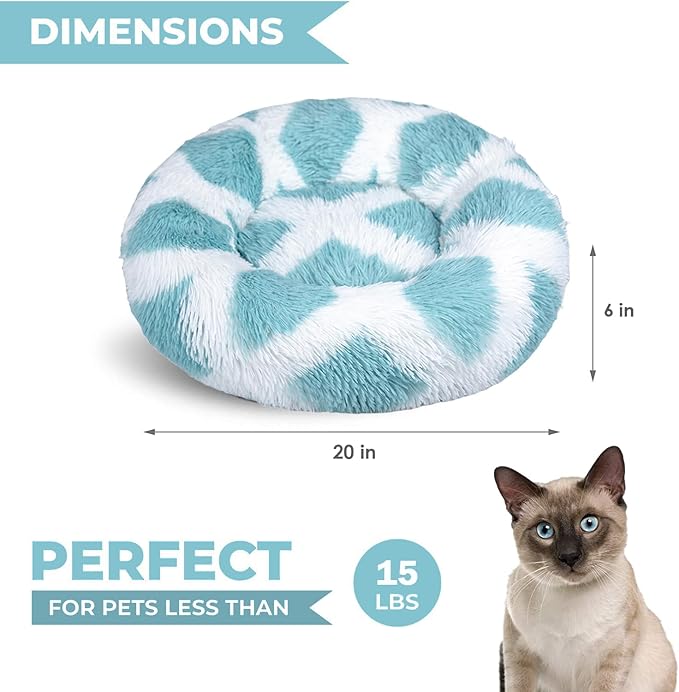 Whiskers & Friends Cat Bed, Cat Beds for Indoor Cats Washable, Small Dog Bed Calming Pet Bed, Cat Beds & Furniture, Large Cat Bed, Kitty Kitten Bed