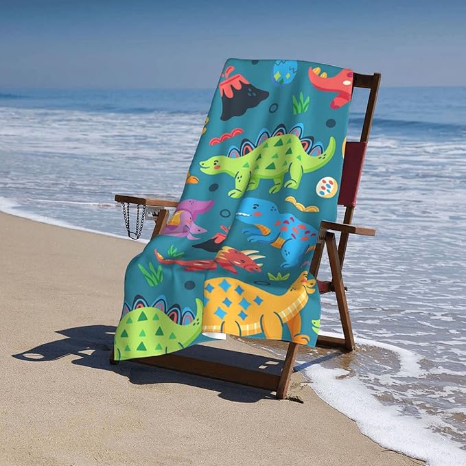 Dinosaur Beach Towels for Boys Kids Beach Towels Bulk Toddler for Travel Pool Personalized Microfiber Oversized Quick Dry Pool Towel 30"x 60"