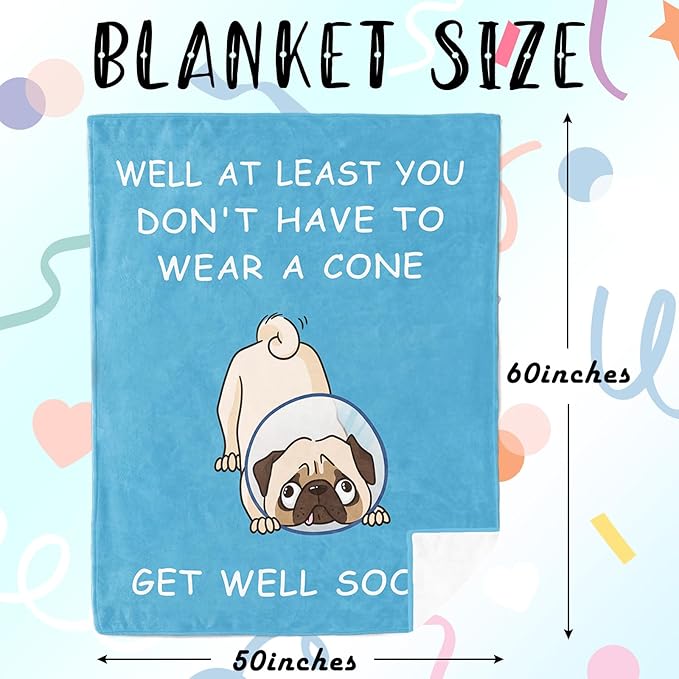 Get Well Gifts for Women, Get Well Soon Gifts for Women Men, After Surgery Recovery Gifts for Women Blanket 50"x60", Sympathy Feel Better Gifts for Women, at Least You Dont Have to Wear A Cone
