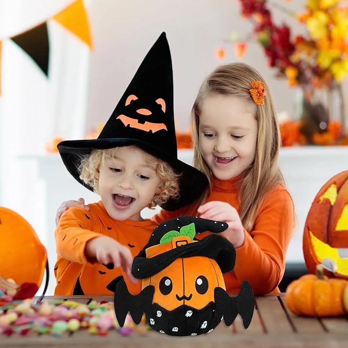 Halloween Plush Witch Dolls, Cute Pumpkin Witch Plushies - Stuffed Animal Pillow Toys for Boys & Girls, Birthday Gifts