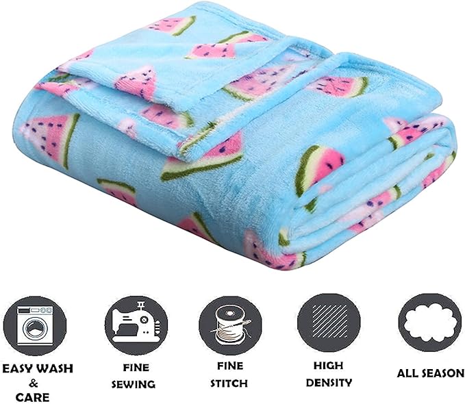 Elegant Comfort Luxury Velvet Super Soft Christmas Prints Fleece Blanket-Holiday Theme Home Décor Fuzzy Warm and Cozy Throws for Winter Bedding, Couch and Gift, 50 x 60 inch, Watermelon