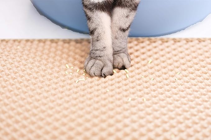 BlackHole Litter Mat Blackhole Cat Litter Mat - Extra-Large Size Rectangular 36" X 25" (Beige)