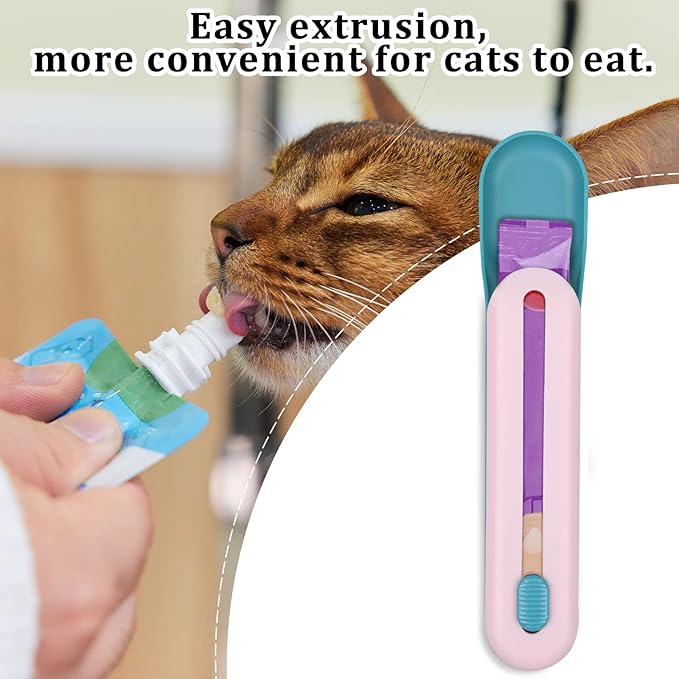 FuninCrea Lickable Cat Treats Spoon, Cat Liquid Snacks Feeding Spoon Pet Food Scoop for Feeding Lickable Wet Treats, Creative Pet Liquid Snacks Feeder for Cats and Dogs (Pink)