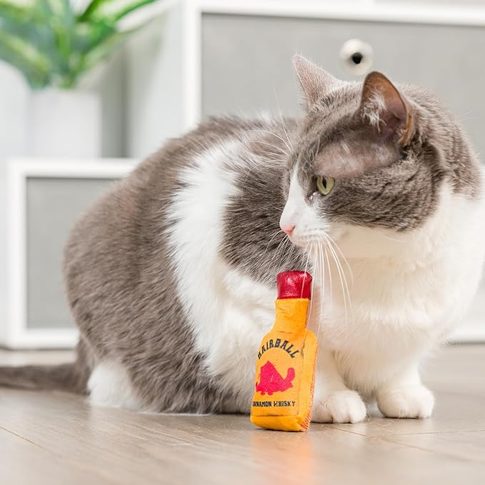 Huxley & Ket Plush Cat Toy | Hairball Cinnamon Whiskey | Nappy Hour Strong Catnip Filled Cat Toy | Plush Interactive Kitten and Cat Toy with Catnip and Crinkle | Kittybelles