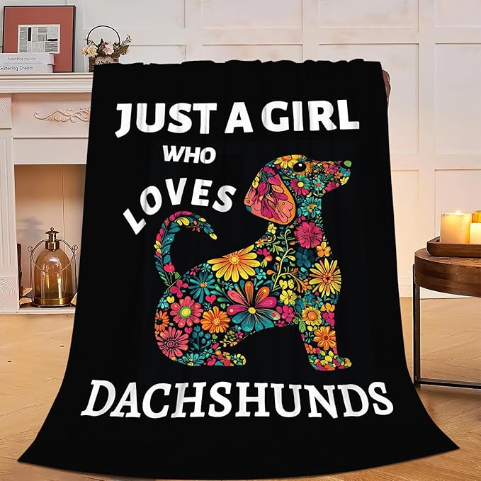 Dachshund Blanket Dachshund Gifts Soft Cozy Weiner Dog Plush Throw Blanket Super Warm Fleece Fuzzy Bedding Blanket for Kids Girls Boys Women Bed Decor Stuff 60"X80"