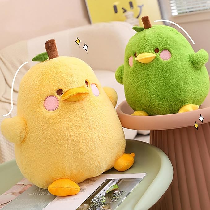 PEACH CAT Cute Fruit Pear Duck Plush Pillow Duck Stuffed Animal Toy for Kids Yellow 16"