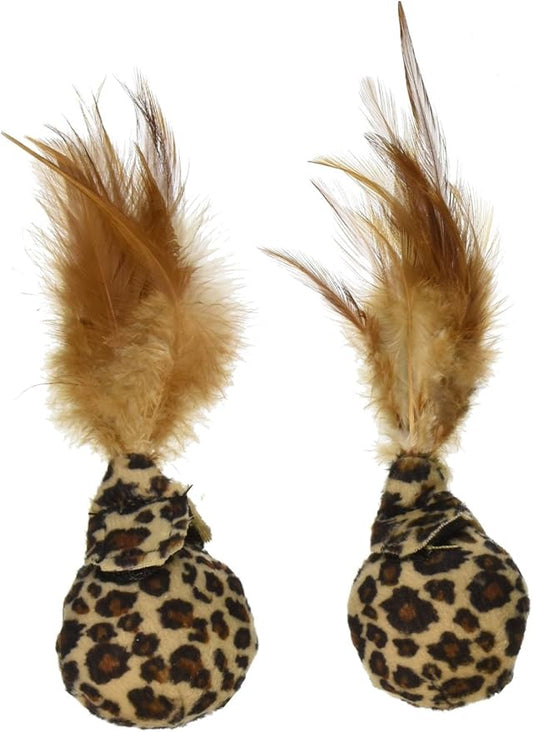 Petlinks (2 Count) Feather Flips Plush Ball Cat Toys - Blue, 2 Count