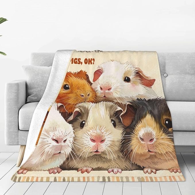 Guinea Pig Decor Throw Blanket - Super Warm Soft Plush Lightweight Fleece Flannel Cute Animals Blanket Gifts for Guinea Lovers Girls Boys Women Men for Winter Couch Bedding 50"X60"