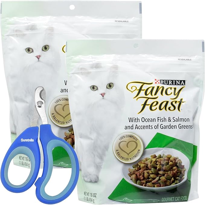 Bundle of Pet nail clipper - 10x65cm - 22g - Blue, and with Ocean Fish Salmon and Accents of Garden Greens Go, Pack of 2