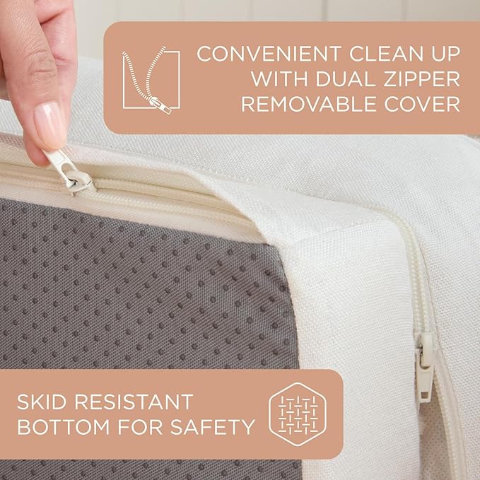 TOWN & COUNTRY EVERYDAY CuddleTown Comfy Solid Bolster Sofa Pet Bed, Supportive & Calming Egg Crate Foam, Water Repellent, Non-Slip Bottom, Machine Washable Cover, Cream, Large 35"x25"x8"