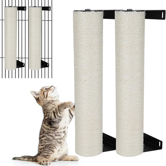 LifeIdeas Cat Scratching Post, 2PCS Cage Wall Mounted Cat Scratching Post 15.7 x 3.1 inches Sisal Rope Cat Scratcher Posts Kitten Wall Shelves Climbing Furniture Cat Furniture Protector