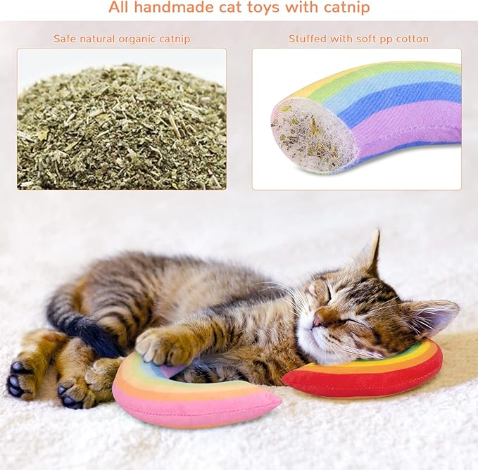 Catnip Toys, Catnip Toys for Cats, Cat Toys, Cat Toys for Indoor Cats, Cat Toys with Catnip, Interactive Cat Teething Chew Toys Cat Pillow Toys for Kitten Kitty, 2 Pack